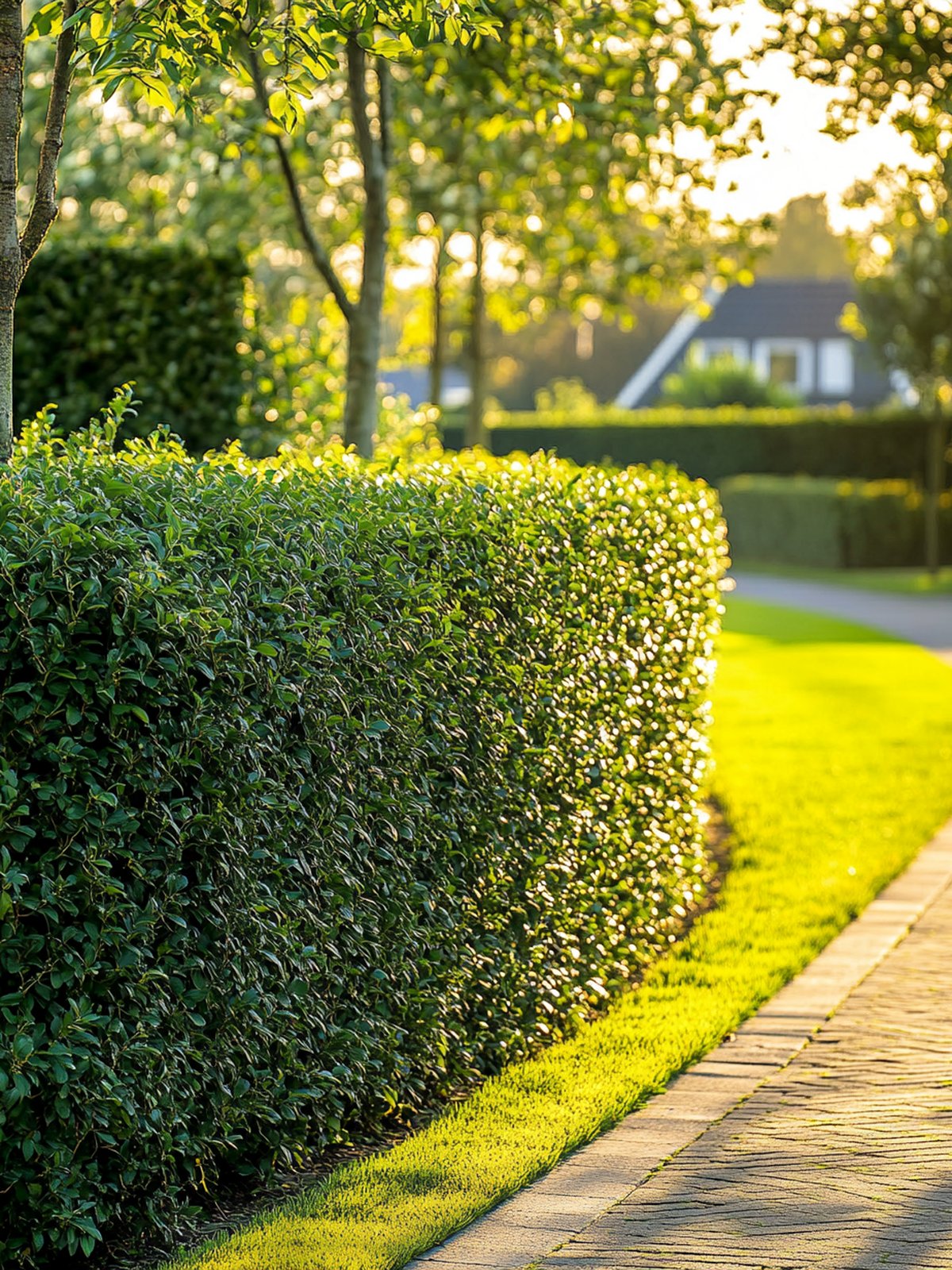 Ligustrum ovalifolium haag — frisgroen ovaal blad in zomertuin