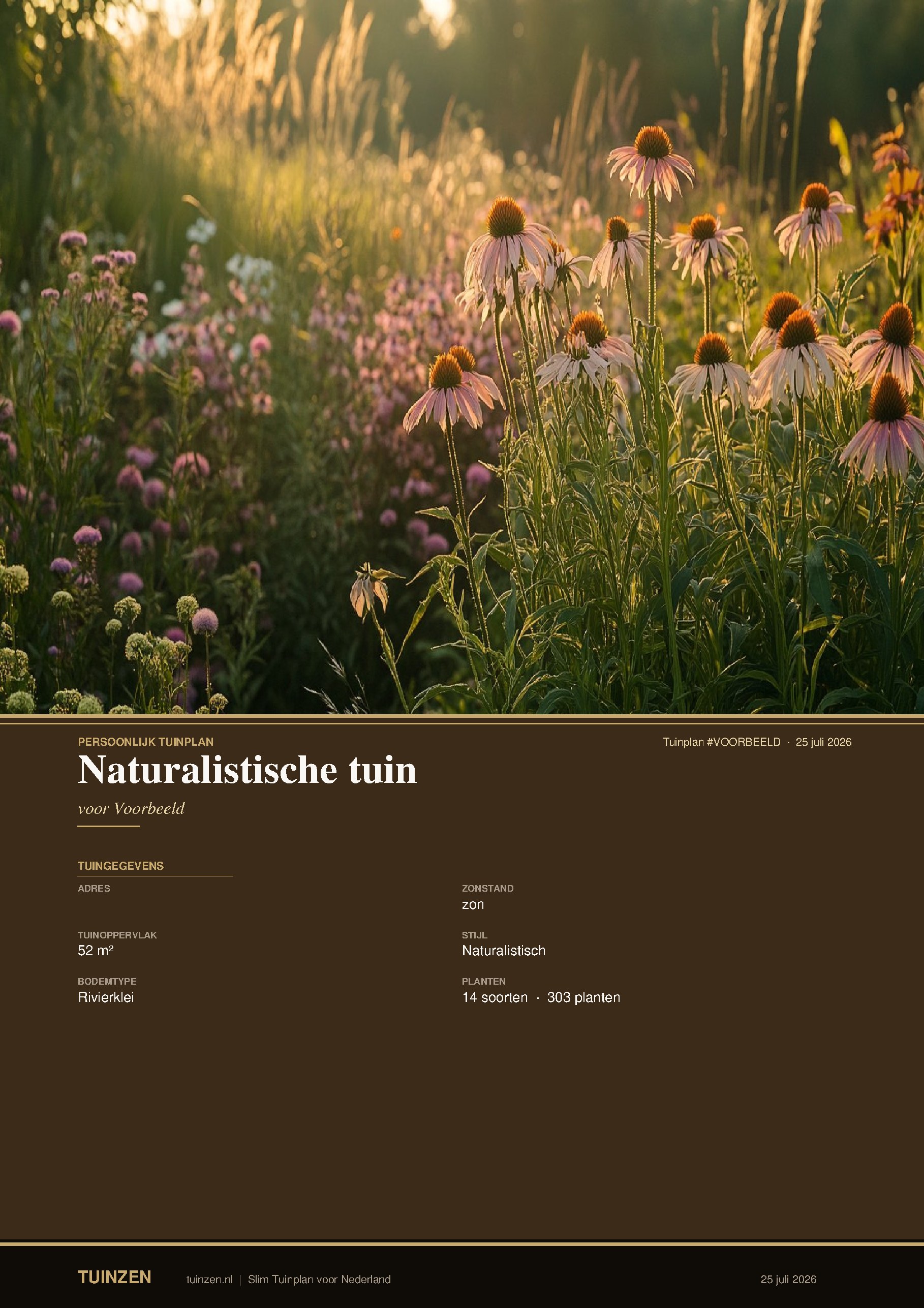 Voorpagina Slim Tuinplan met adres, bodemtype, stijl en inhoudsopgave