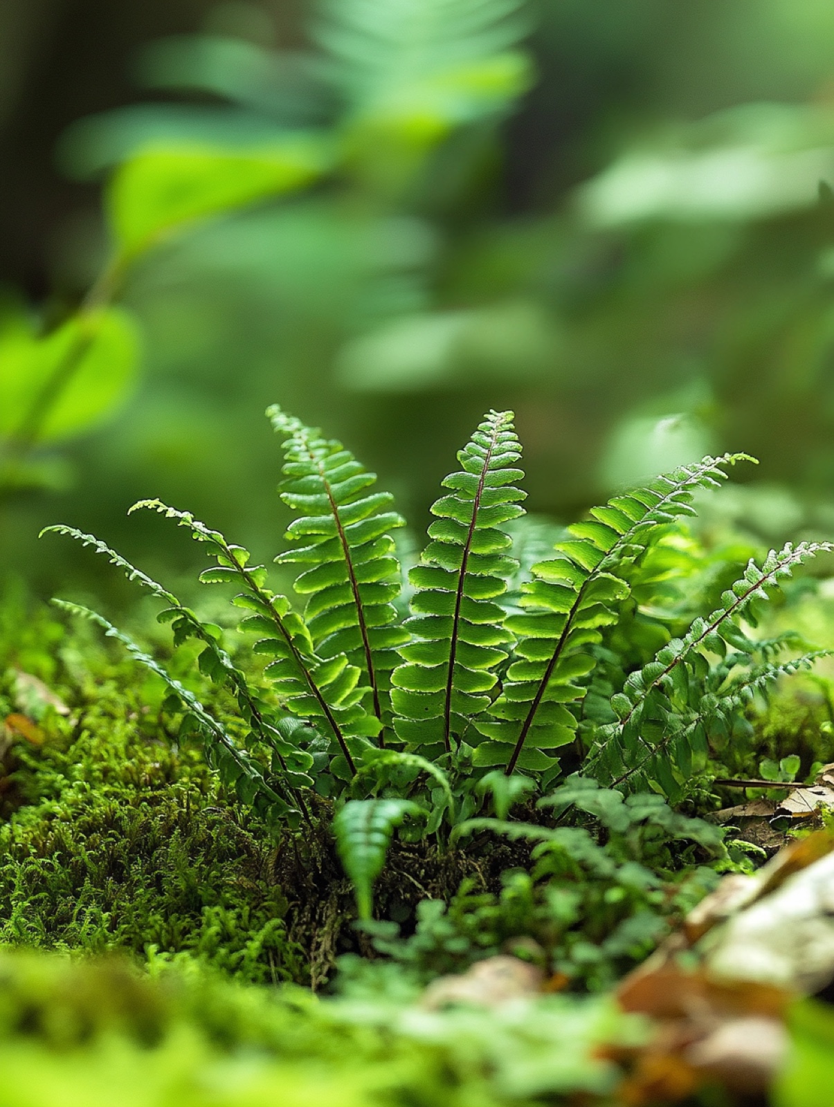 Blechnum spicant — wintergroene rozet van donkergroene gevederde bladen met opgaande fertiele veren